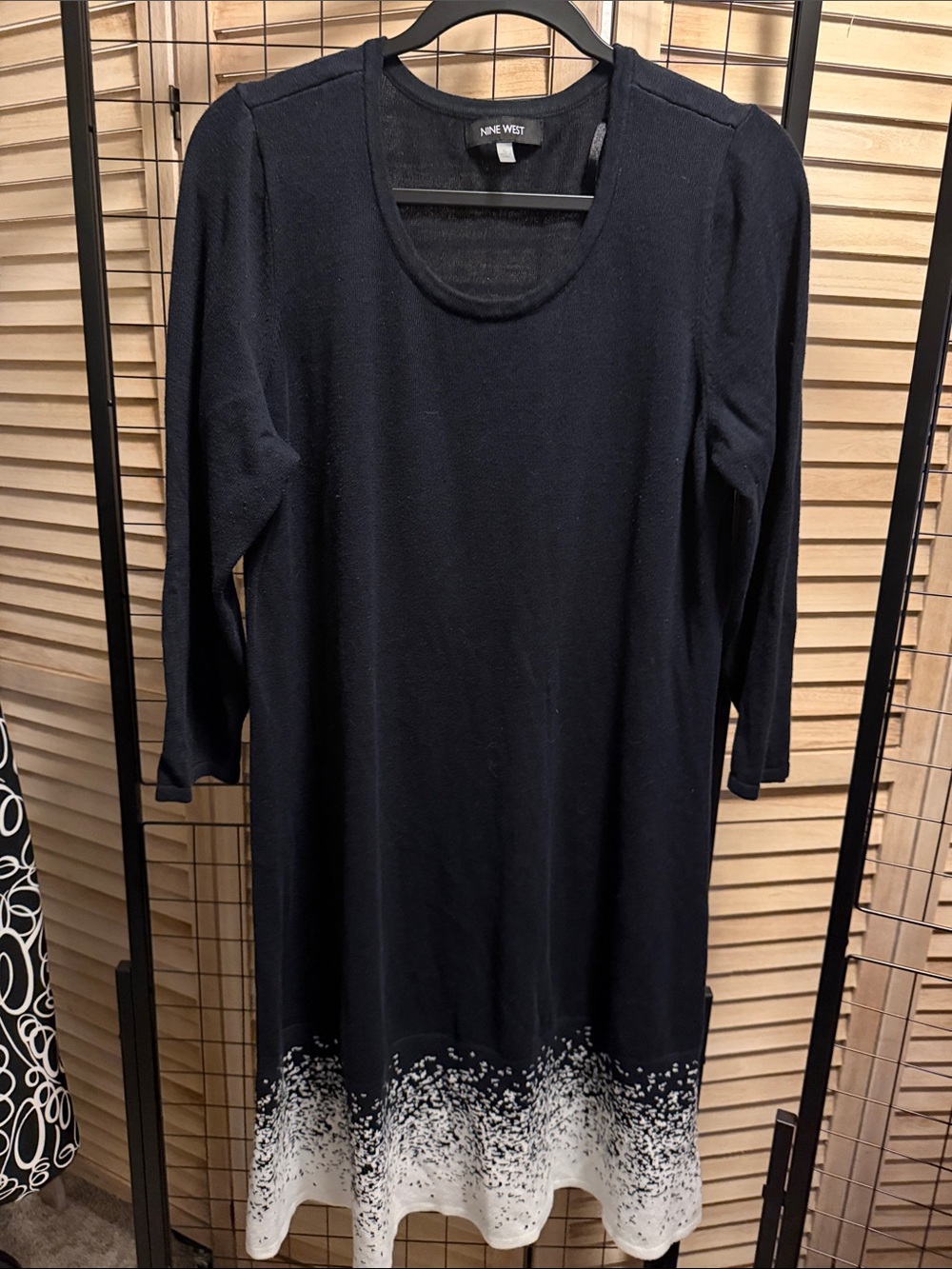 Nine West Black Sweater Dress with White Speckled Hem